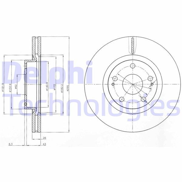 ÖN FREN DİSKİ HAVA KANALLI TOYOTA COROLLA VERSO 2.2L 2ADFTV AUR10 04-09 / 1.8L 1ZZ-FE VERSO ZNR11 04-> / 1.6L 3ZZ-FE ZNR10 VERSO 04-09 295 çap x 5 bijon - Takım disk fiyatıdır | OEM:435120F010-4351205080
