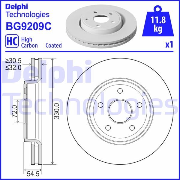 FREN DİSKİ TEKLİ PAKET - BOYALI. DELİKLİ ÖN JEEP GRAND CHEROKEE 11/2010 > | OEM:52124762AB