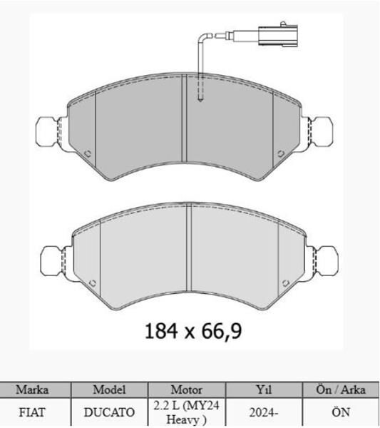 421-200 ÖN FREN BALATASI FIAT DUCATO-BOXER-MOVANO-JUMPER 24> 2.2D MTJ 2.3D MTJ | OEM:77361194-1695251780