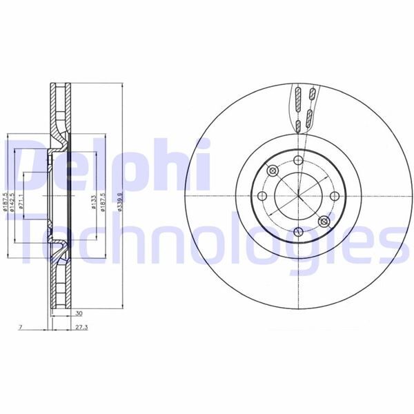 FREN DİSKİ TEKLİ PAKET - BOYALI. DELİKLİ ÖN CITROEN // DS; DS4. DS5 // DS4. DS5 08/2011 > | OEM:4249.F6