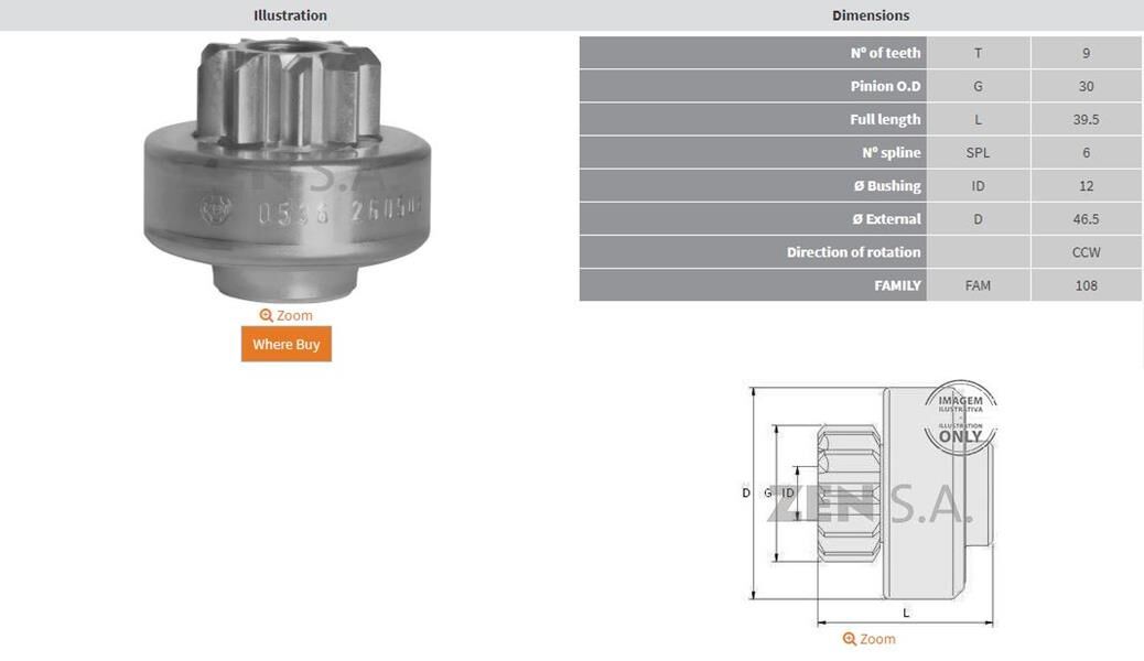 9 DIS HITACHI-KAWASAKI CCW | OEM:210875002-2108F3500