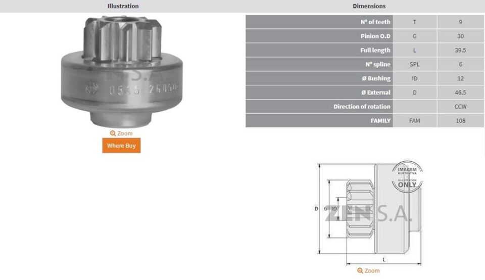 9 DIS HITACHI-KAWASAKI CCW | OEM:210875002-2108F3500