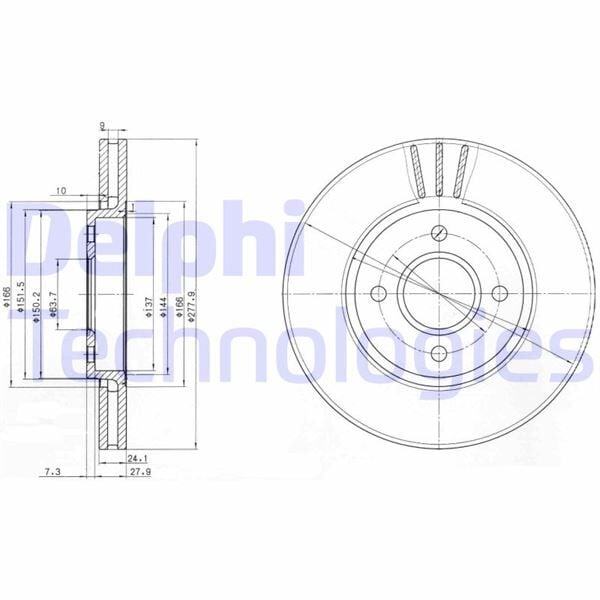 FREN DİSKİ ÇİFTLİ PAKET . DELİKLİ ÖN FORD ESCORT. SIERRA 1990 > 01/1995 | OEM:1661467-1664467-5024174