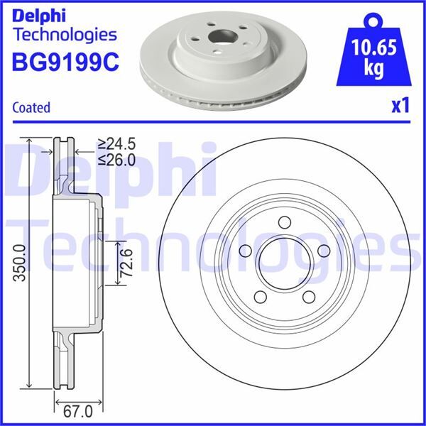 FREN DİSKİ TEKLİ PAKET - BOYALI. DELİKLİ ARKA CHRYSLER 300 C 09/2004 > | OEM:4779438AA-4779438AB