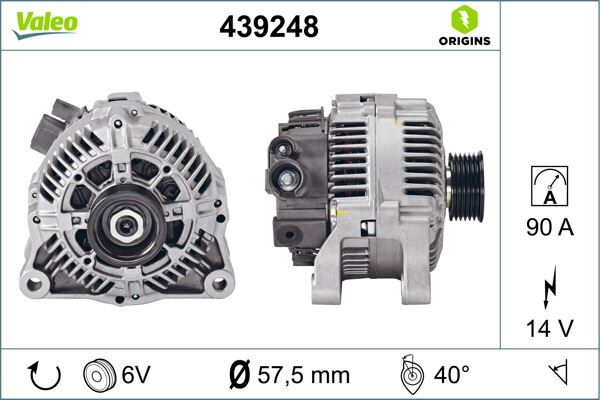 ALTERNATÖR 90A PARTNER -BERLINGO 1.9D DW8 542489 | OEM:5705.4U-5705.2B-5705.2C-5705.FV