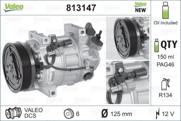 KLİMA KOMPRESÖRÜ LAGUNA III 07>15 LATITUDE 10> 1.5dCi K9K 1.6 K4M 3.0dCi V9X 12V 6 KANAL 120MM | OEM:7711497037-8200720417-8200898810