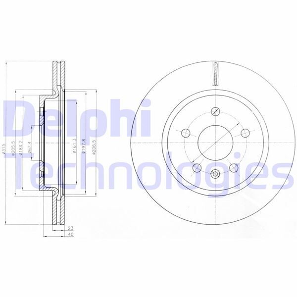 ARKA FREN AYNASI INSIGNIA A 08> SAAB 9-5 YS3G 10> 17 JANT-18 JANT 315x22.9x5DLxHAVALI | OEM:13502199-569128-13501303-569062