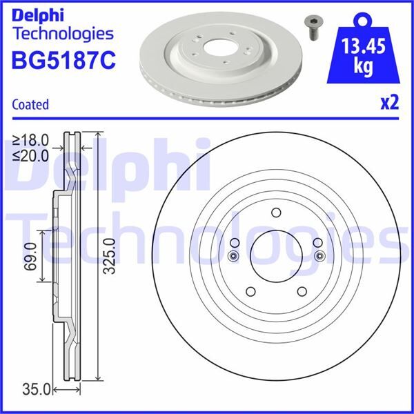 FREN DİSKİ ÇİFTLİ PAKET - BOYALI. DELİKLİ HYUNDAI SANTA FE-KIA SORENTO 03/2020> | OEM:58411P2700