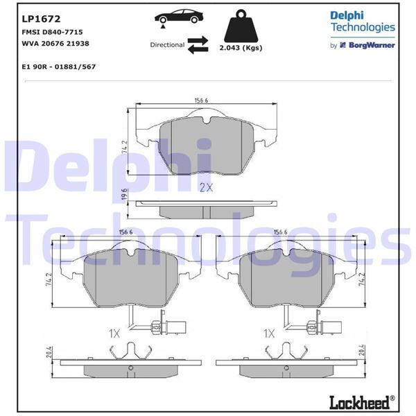 ÖN BALATA FİŞLİ BÜYÜK TİP PASSAT-A4-A6 97-04 GDB1307 | OEM:4B0698151E-4B0698151K-4B0698151AB