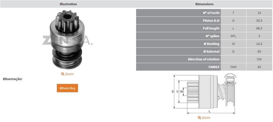 10 DIS 37MT SAMSUNG DAEWOO IS MAKINASI | OEM:UMD-5407-1986244