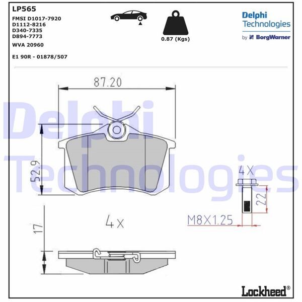 ARKA BALATA FLUENCE-MEGANE II-III-P207-P308-P307-PARTNER-BERLINGO-C2-C3-C4-CROSSLAND- BORA-PASSAT 97>GOLF IV-V-POLO 87x52.9x17 | OEM:1J0698451P-440605713R-1623180580