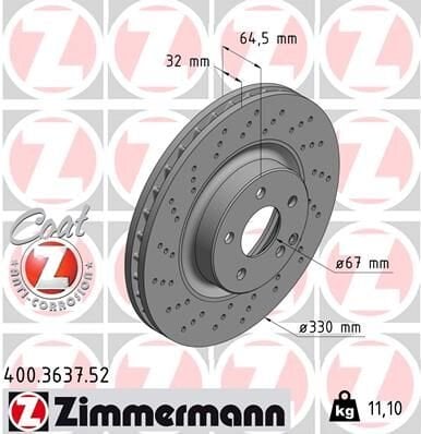 FREN DISKI ON MERCEDES C219 W211 S211 X204 | OEM:A2044212912