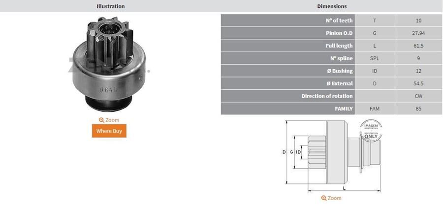 10 DIS CITROEN C-15D-BX-19D-19 TRD VISA 17D-17RD-PEUGEOT 205D-305D | OEM:105540