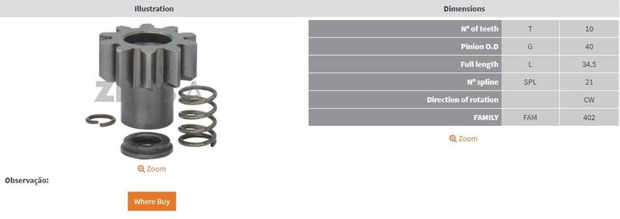 10 DIS 29MT ZEN-1679-ZEN-1805 DISLI UCU | OEM:10515808