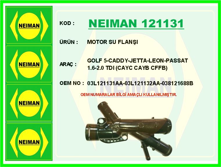 MOTOR SU FLANŞI GOLF 5-CADDY-JETTA-LEON-PASSAT 1.6-2.0 TDI CAYC CAYB CFFB | OEM:03L121131AA-03L121132AA-038121688B