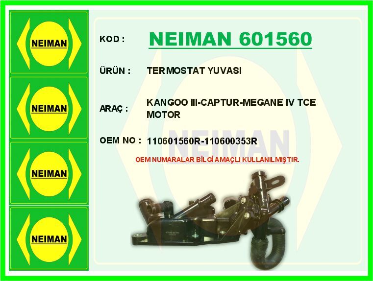 TERMOSTAT YUVASI KANGOO III-CAPTUR-MEGANE IV TCE MOTOR | OEM:110601560R-110600353R