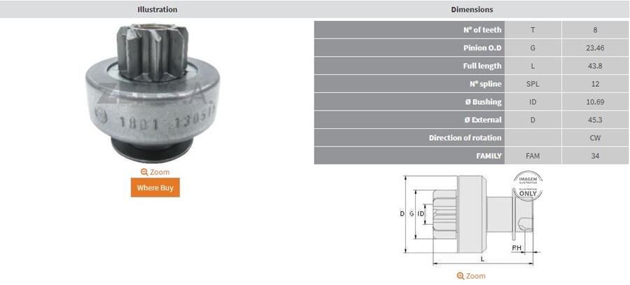 8 DIS CITROEN C3-C4-PEUGEOT 206-307-RENAULT CLIO-MEGANE | OEM:UMD-5789-M191X243BT