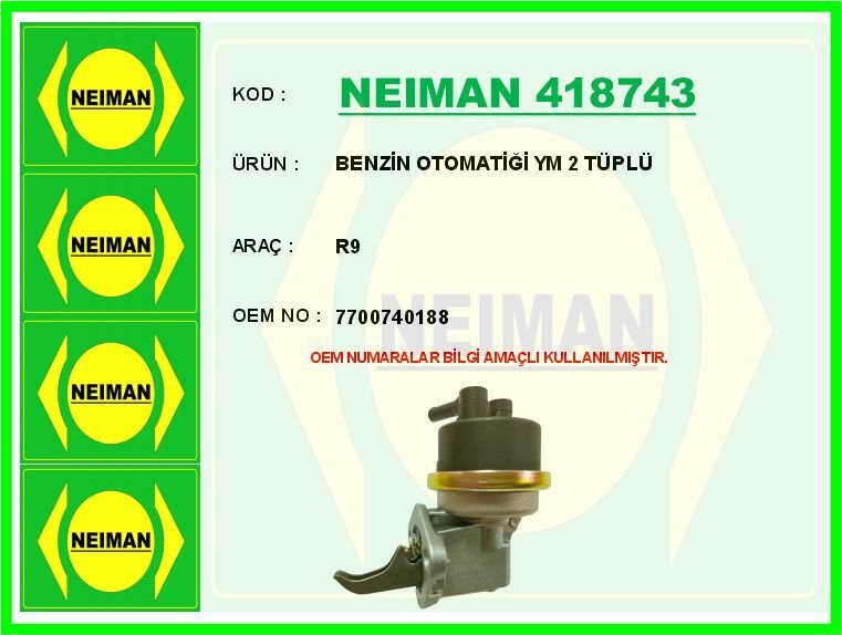 BENZİN OTOMATİĞİ YM 2 TÜPLÜ R9 | OEM:7700740188