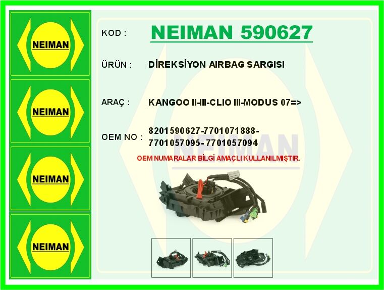 DİREKSİYON AIRBAG SARGISI KANGOO II-III-CLIO III-MODUS 07 > | OEM:8201590627-7701071888-7701057095-77