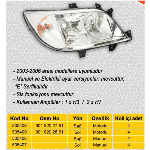 FAR SOL HALOJEN. MOTORSUZ MERCEDES SPRINTER B901>B904 00>06 | OEM:A9018202661