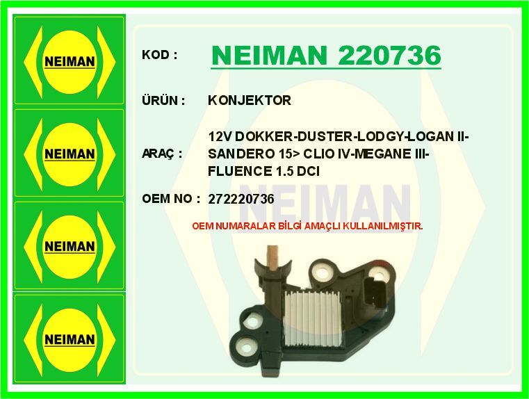 KONJEKTOR 12V DOKKER-DUSTER-LODGY-LOGAN II-SANDERO 15> CLIO IV-MEGANE III-FLUENCE 1.5 DCI | OEM:272220736