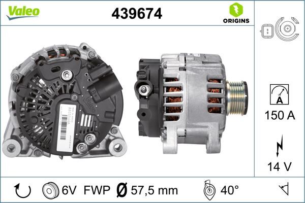 ALTERNATÖR 14V 150A PARTNER-BERLINGO-P206-P207-P307-C2-C3-C4-EXPERT-JUMPY-BOXER-JUMPER-DUCATO 1.6HDI-2.0HDI 439502 | OEM:5705.AS-5705.EY-5705.NH