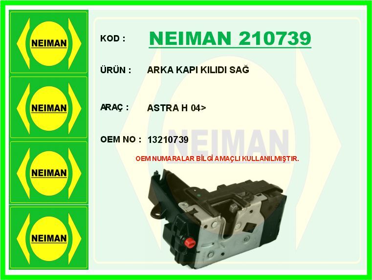 ARKA KAPI KİLİDİ SAĞ OPEL ASTRA H 04>10 ZAFIRA B 04>15 | OEM:13128116-133232-13210739-133189