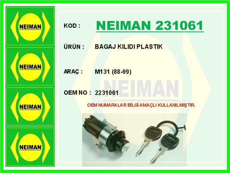BAGAJ KILIDI PLASTIK M131 88-99 | OEM:02231061