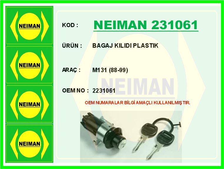 BAGAJ KILIDI PLASTIK M131 88-99 | OEM:02231061