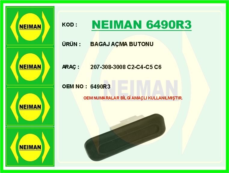 BAGAJ AÇMA BUTONU 207-308-3008 C2-C4-C5 C6 | OEM:6490R3