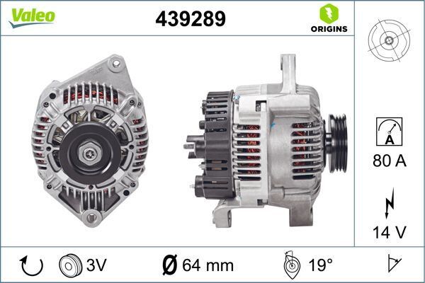 ALTERNATOR 12V 80A RENAULT CLIO I 91> MEGANE I 96> 1.4 1.6 K7M E7J MOT. | OEM:7700436627