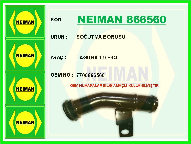 SOĞUTMA BORUSU LAGUNA1.9 F9Q | OEM:7700866560
