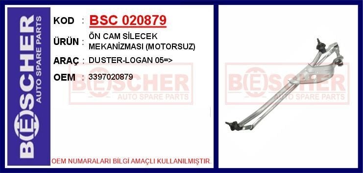ÖN CAM SİLECEK MEKANİZMASI MOTORSUZ DUSTER-LOGAN 05 > | OEM:3397020879