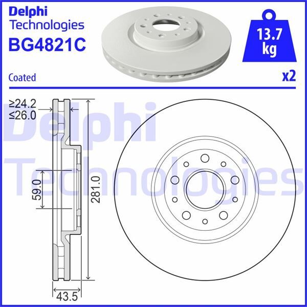ÖN FREN AYNASI DİSK FIAT EGEA 16> 1.0 1.3 MTJ 1.4 1.5 1.6 MTJ 5 BİJON DIŞ:284MM K:24MM | OEM:51990127 51996238 51996239 52017292