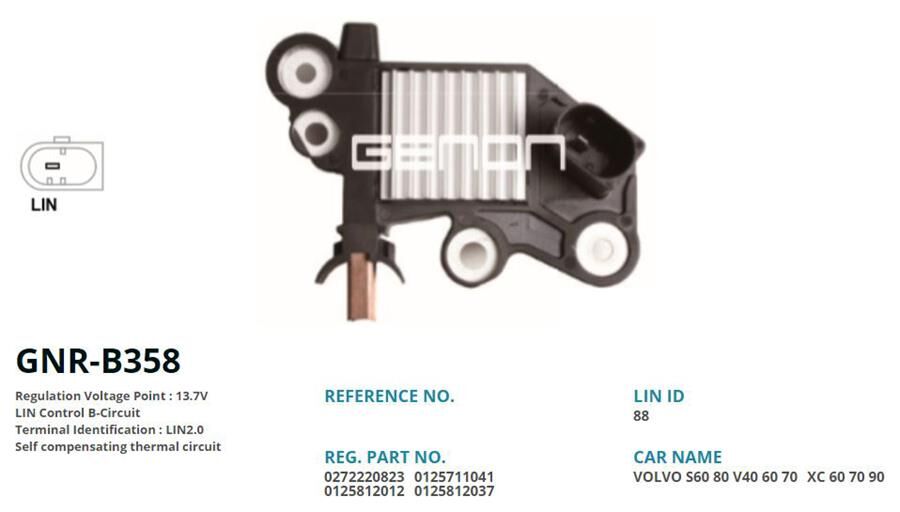 12V VOLVO S60-V40-V60-V70-XC60-XC70 LIN 2.0 | OEM:VR-B823-IB823