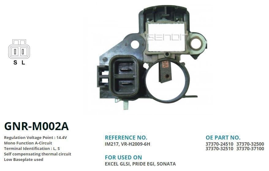 12V HYUNDAI ACCENT ELENTRA-SONATA-MITSUBISHI LANCER L S | OEM:VR-H2009-6H-IM217-37370-24510