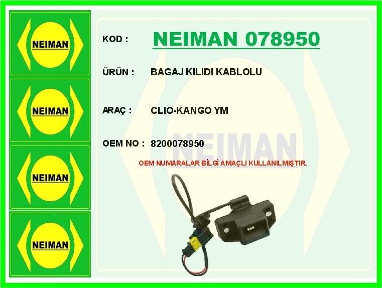 BAGAJ KILIDI KABLOLU CLIO-KANGO YM | OEM:8200078950