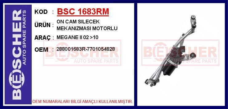 ON CAM SILECEK MEKANIZMASI MOTORLU MEGANE II 02 >10 | OEM:288001683R-7701054828