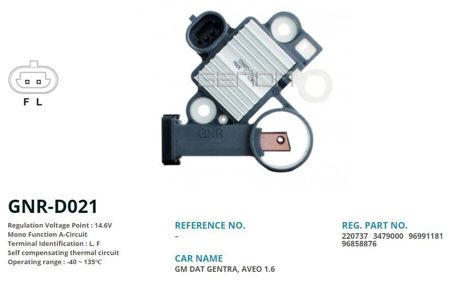 ALTERNATÖR KONJEKTÖRÜ 12V CHVROLET AVEO 1.6 L F DELCO TİP | OEM:VR-D737-D816-D2021-220737-3479000-9