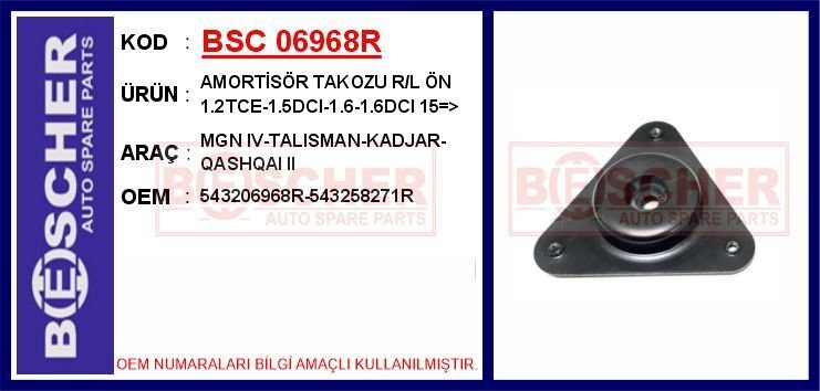 AMORTİSÖR TAKOZU R/L ÖN MGN IV-TALISMAN-KADJAR-QASHQAI II 1.2TCE-1.5DCI-1.6-1.6DCI 15 > | OEM:543206968R-543258271R