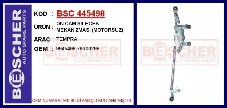 ÖN CAM SİLECEK MEKANİZMASI MOTORSUZ TEMPRA | OEM:9945498-79300296