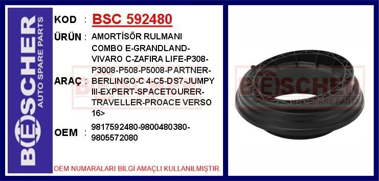 ÖN AMORTİSÖR RULMANI COMBO E-GRANDLAND-VIVARO C-ZAFIRA LIFE-P308-P3008-P508-P5008-PARTNER-BERLINGO-C 4-C5-DS7-JUMPY III-EXPERT-SPACETOURER-TRAVELLER-PROACE VERSO 16> | OEM:9805572080-9817592480-9800480380
