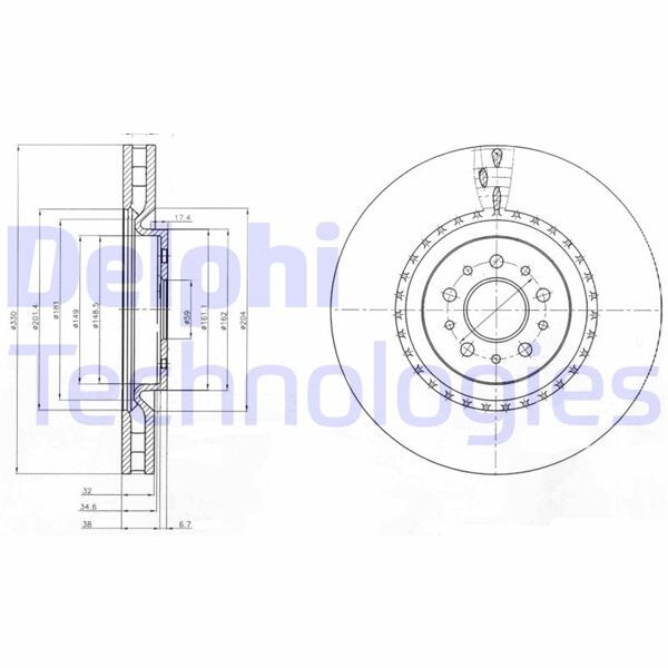 FREN DİSKİ TEKLİ PAKET . DELİKLİ ÖN ALFA ROMEO 147. 156. GT. GTV 2003 > | OEM:51733051-51768587