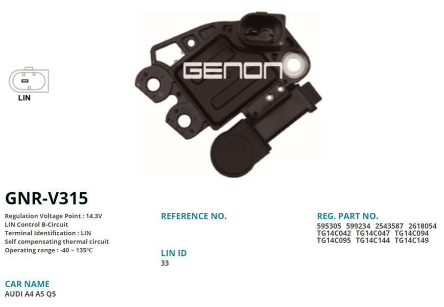12V AUDI A4-A5-Q5 2.0 TDI LIN | OEM:VR-V3587-M234