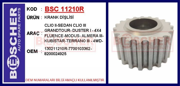 KRANK DİŞLİSİ CLIO II-SEDAN CLIO III GRANDTOUR- DUSTER I - 4X4 FLUENCE-MODUS- ALMERA III- KUBİSTAR-T | OEM:130211210R-7700103362-8200024925