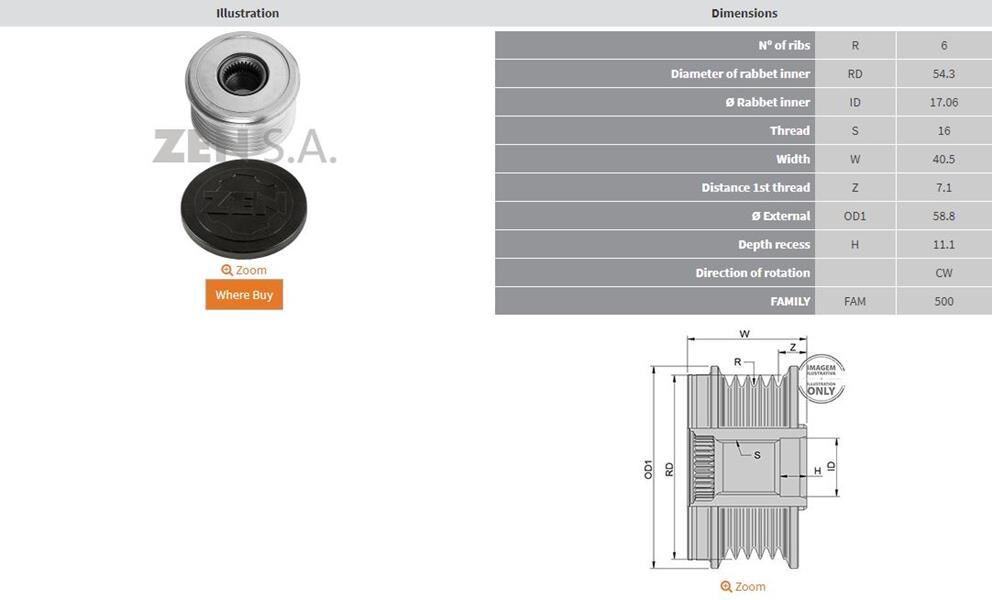 CITROEN-FIAT-FORD-LANCIA-MAZDA 2-PEUGEOT SUZUKI VITARA 2.0 6 KANAL | OEM:535007310-KSK-07310