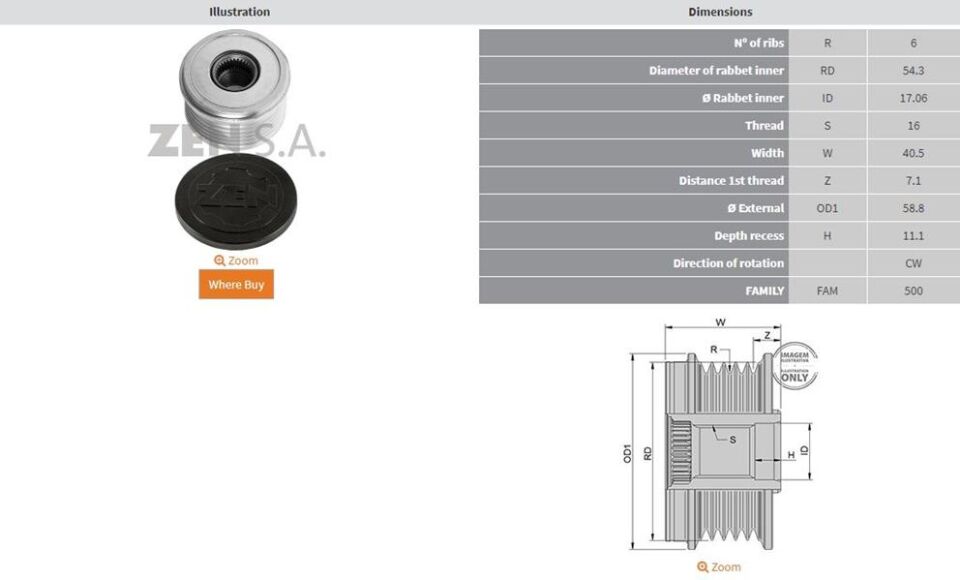 CITROEN-FIAT-FORD-LANCIA-MAZDA 2-PEUGEOT SUZUKI VITARA 2.0 6 KANAL | OEM:535007310-KSK-07310