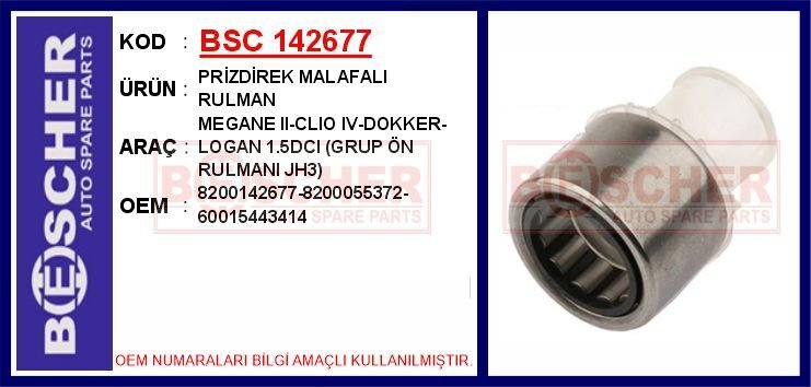 PRİZDİREK MALAFALI RULMAN MEGANE II-CLIO IV-DOKKER-LOGAN 1.5DCI GRUP ÖN RULMANI JH3 | OEM:8200142677-8200055372-3220300QAH