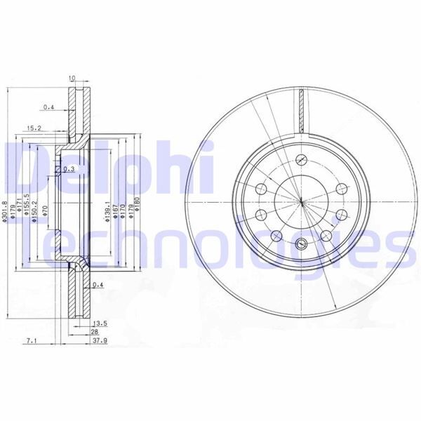 ÖN FREN AYNASI VECTRA C-SIGNUM 03>SAAB 9.3 02> 1.8 2.0 16V 2.2. 3.0 302x28x7DLxHAVALI | OEM:569004-93171500