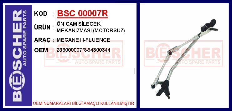 CAM SİLECEK MEKANİZMASI RENAULT MEGANE III 09> FLUENCE 09> MOTORSUZ | OEM:288000007R